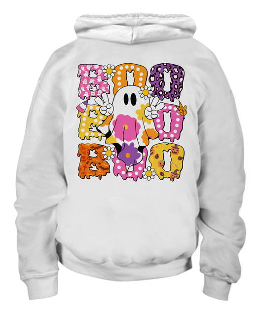 Trick or Treat Boo Youth Hoodie Print on Back