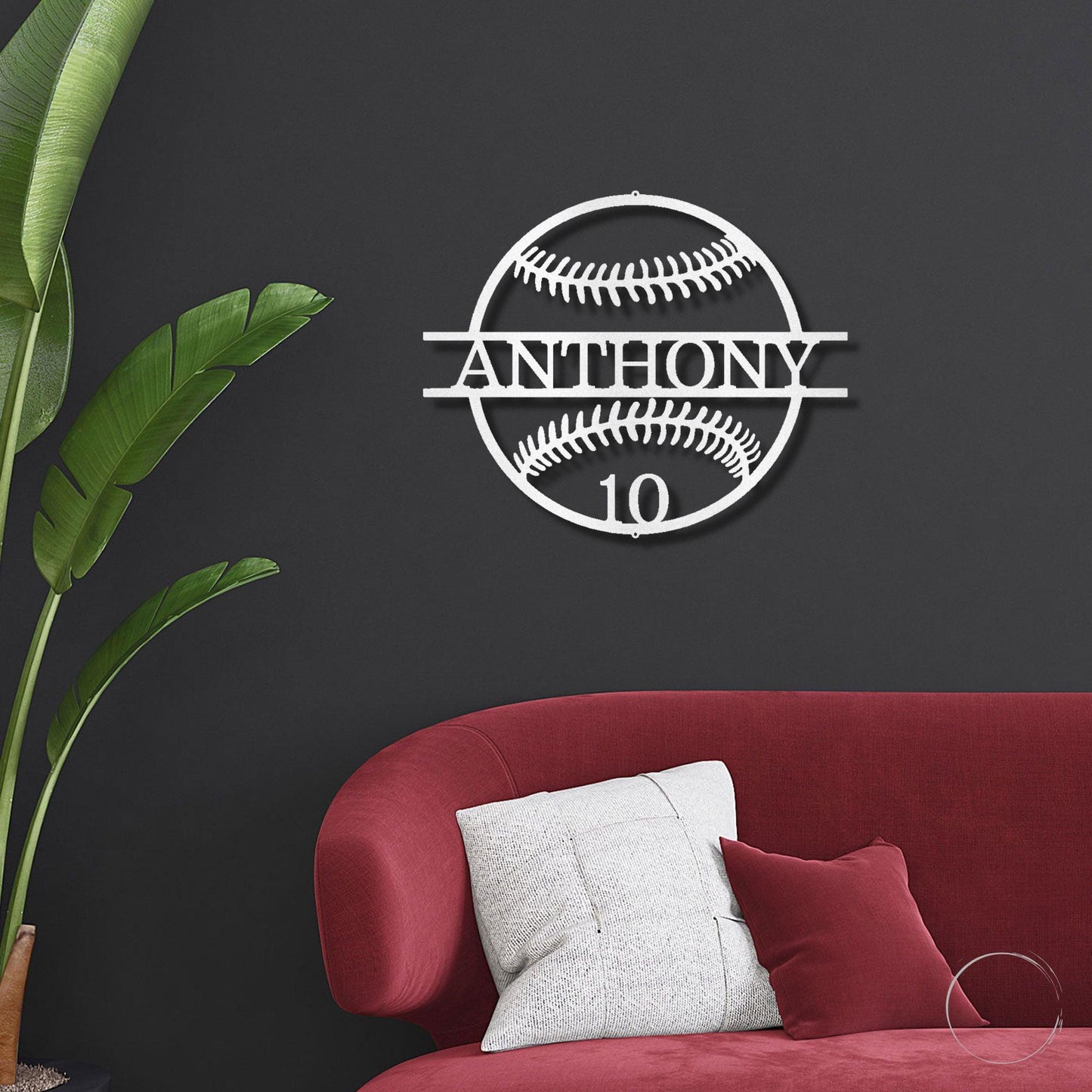 Baseball Custom Name and Number Metal Art Wall Sign - Mallard Moon Gift Shop