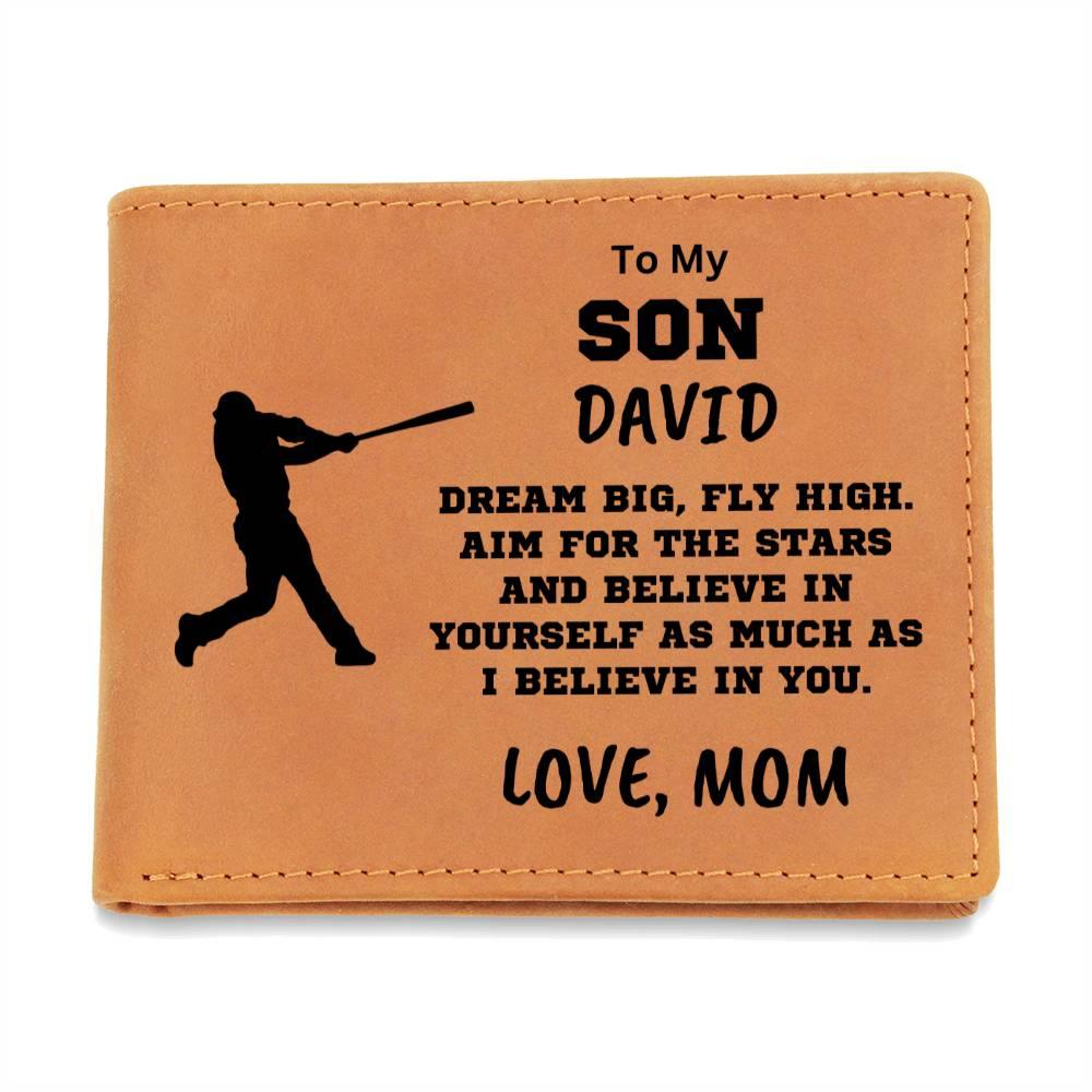 Baseball Player Personalized Graphic Leather Wallet - Mallard Moon Gift Shop