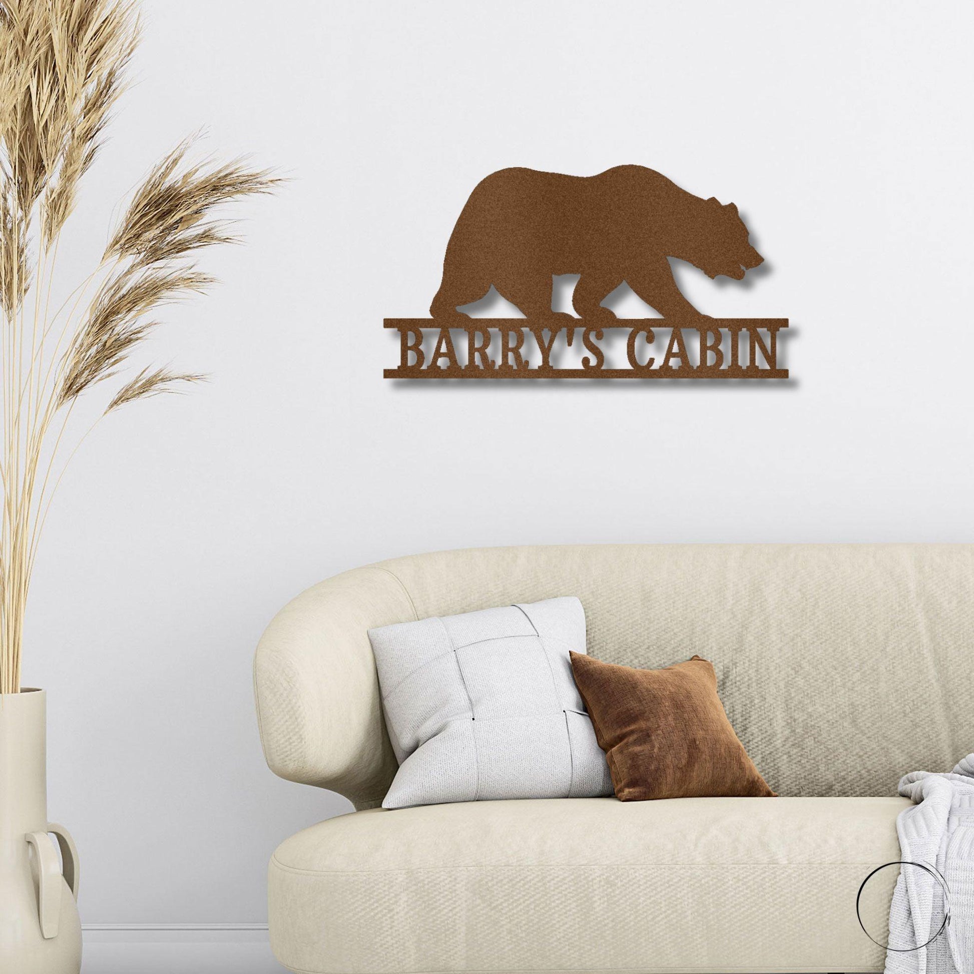 Bear Personalized Name Indoor Outdoor Steel Wall Sign Metal Art - Mallard Moon Gift Shop