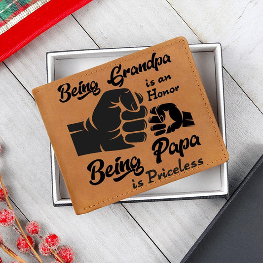 Being Grandpa is an Honor Leather Wallet - Mallard Moon Gift Shop