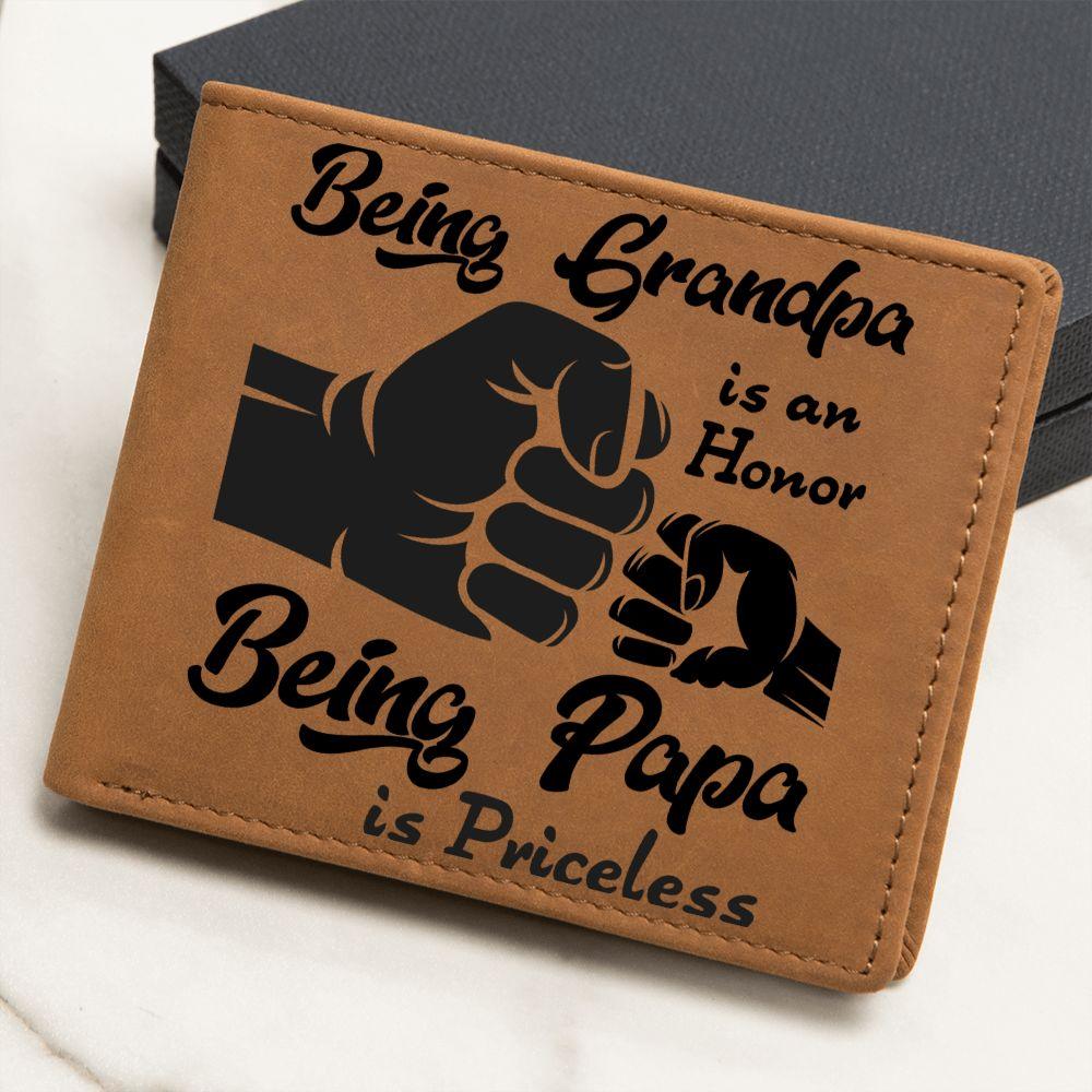 Being Grandpa is an Honor Leather Wallet - Mallard Moon Gift Shop