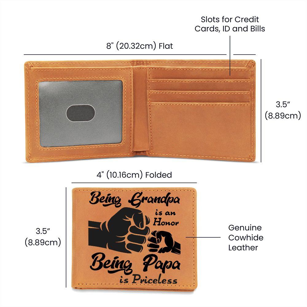 Being Grandpa is an Honor Leather Wallet - Mallard Moon Gift Shop