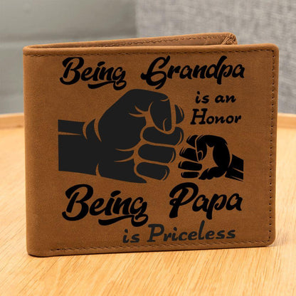 Being Grandpa is an Honor Leather Wallet - Mallard Moon Gift Shop