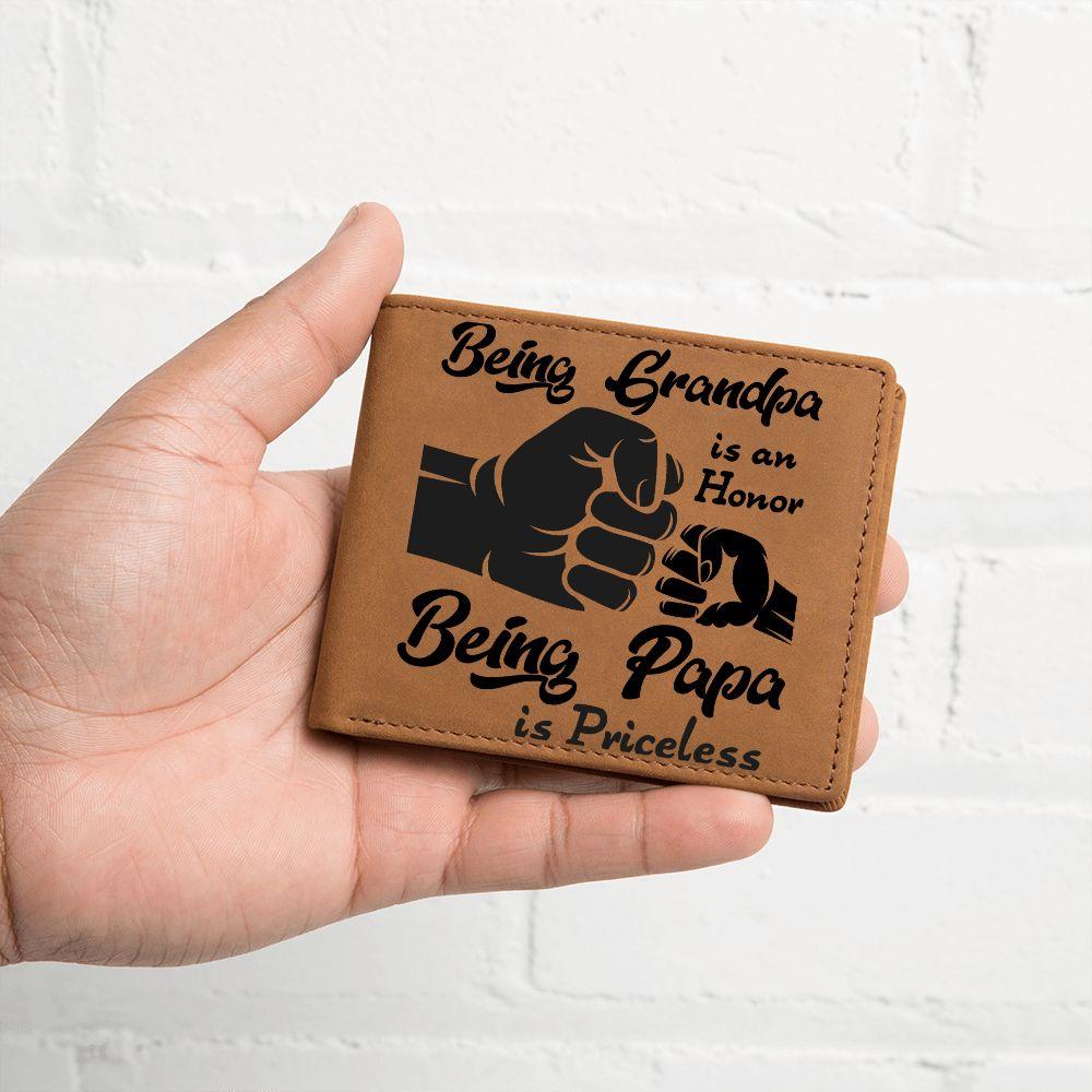 Being Grandpa is an Honor Leather Wallet - Mallard Moon Gift Shop