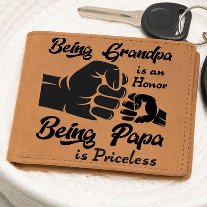 Being Grandpa is an Honor Leather Wallet - Mallard Moon Gift Shop