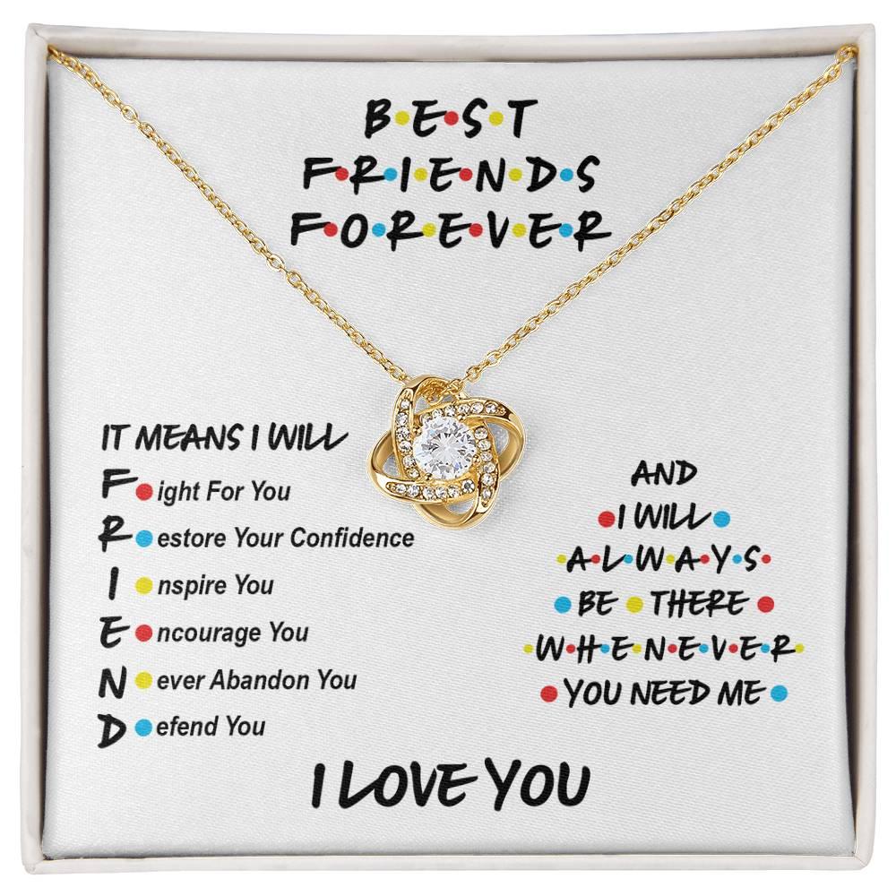 Best Friends Will Always Be There Love Knot Pendant Necklace - Mallard Moon Gift Shop