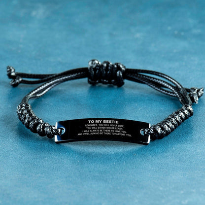 Bestie Gifts, Remember, you will never lose. You will either WIN or LEARN, Keepsake Black Rope Bracelet Birthday Christmas Gifts - Mallard Moon Gift Shop