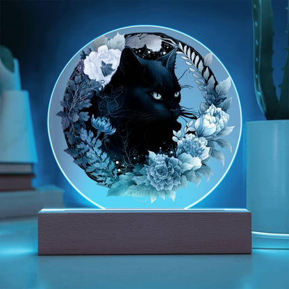 Bewitched Cat Silhouette: Halloween Acrylic Plaque - Mallard Moon Gift Shop