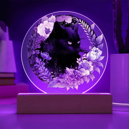 Bewitched Cat Silhouette: Halloween Acrylic Plaque - Mallard Moon Gift Shop