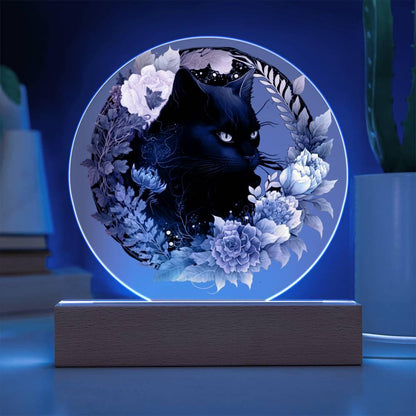 Bewitched Cat Silhouette: Halloween Acrylic Plaque - Mallard Moon Gift Shop