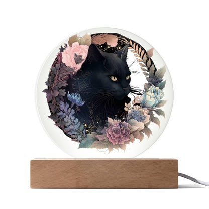 Bewitched Cat Silhouette: Halloween Acrylic Plaque - Mallard Moon Gift Shop