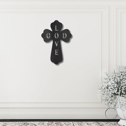 God Love Cross Metal Art Wall Sign