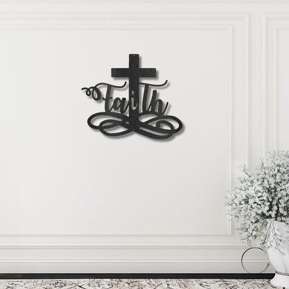 Faith Cross Metal Wall Art Spiritual Home Decor