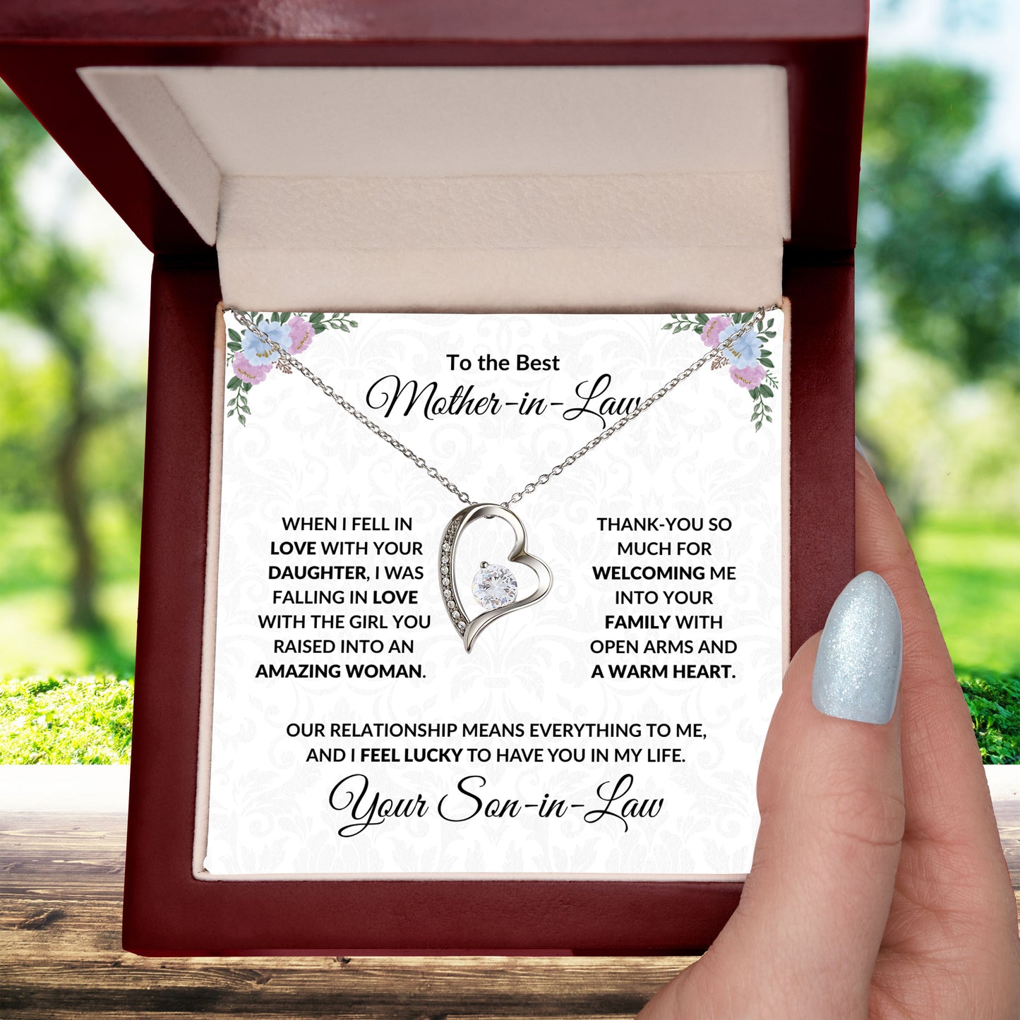 Mother-in-law Gift from Son-in-law Forever Love Heart Pendant Necklace