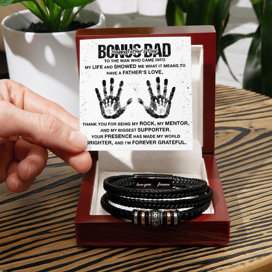 Bonus Dad Happy Father's Day You Are My Rock Leather Bracelet - Mallard Moon Gift Shop