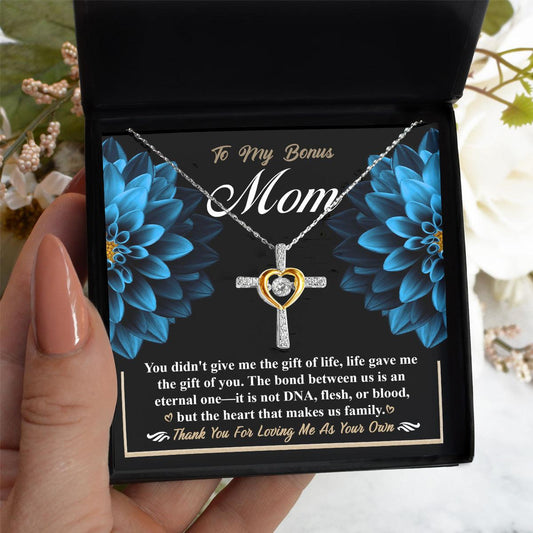Bonus Mom Cross Pendant Necklace Thank You For Loving Me As Your Own - Mallard Moon Gift Shop