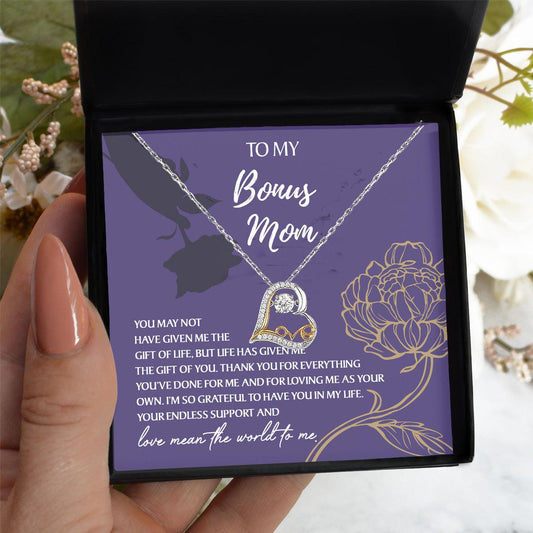 Bonus Mom Gift Thank You for Everything Heart Pendant Necklace - Mallard Moon Gift Shop