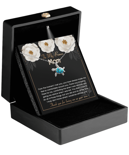 Bonus Mom Gift Thank You for Loving Me As Your Own Opal Turtle Pendant Necklace and Earrings Set - Mallard Moon Gift Shop