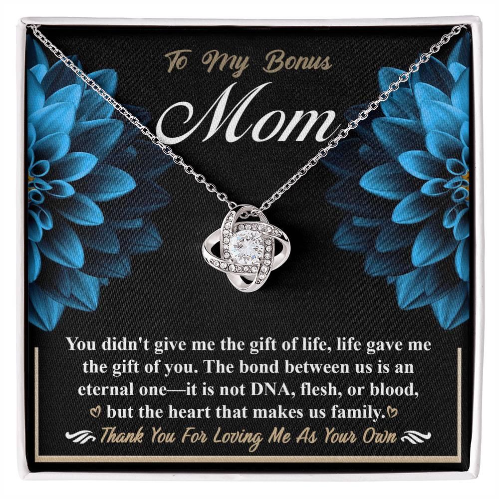 Bonus Mom Love Knot Pendant Necklace Thank You for Loving Me as Your Own - Mallard Moon Gift Shop