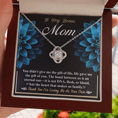 Bonus Mom Love Knot Pendant Necklace Thank You for Loving Me as Your Own - Mallard Moon Gift Shop