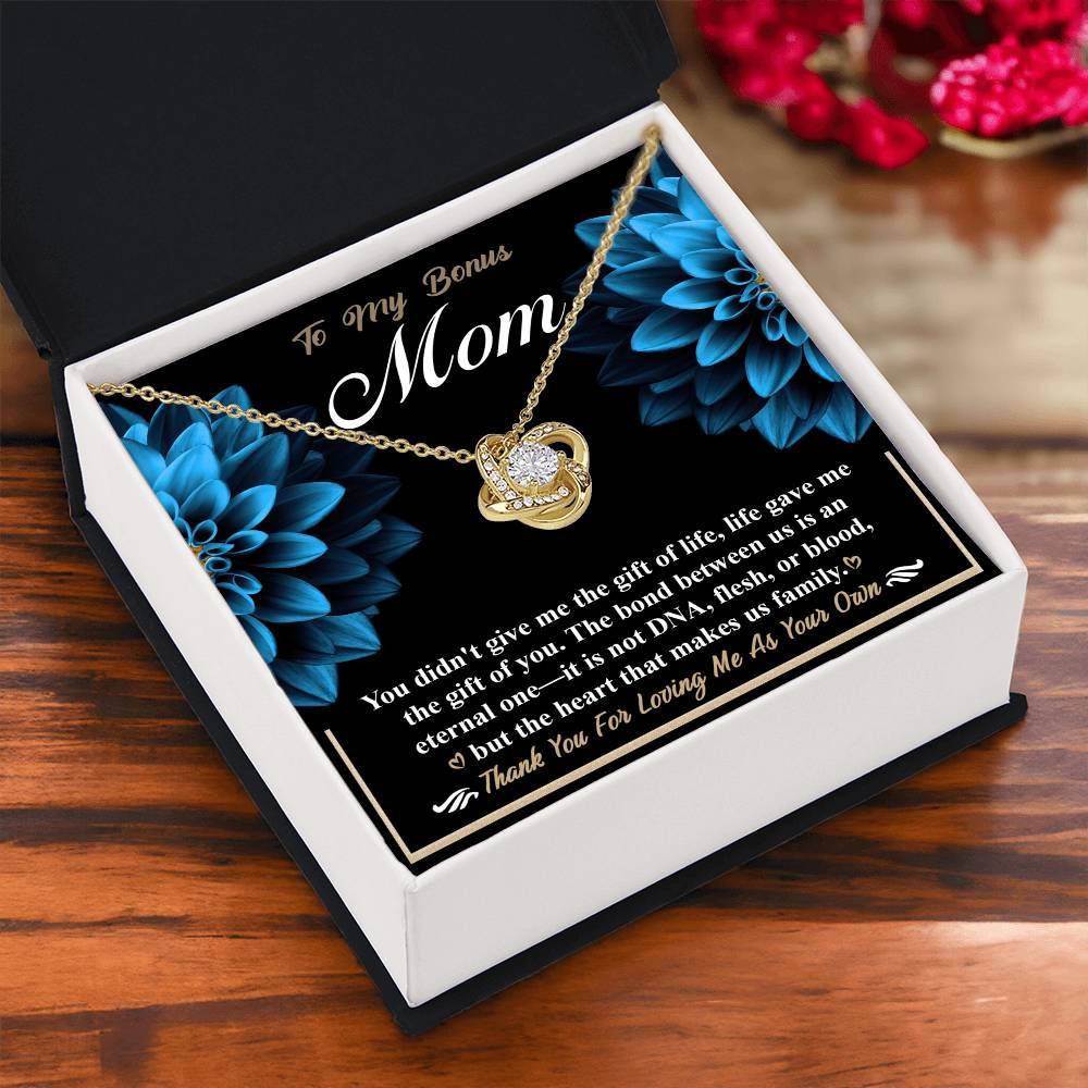 Bonus Mom Love Knot Pendant Necklace Thank You for Loving Me as Your Own - Mallard Moon Gift Shop