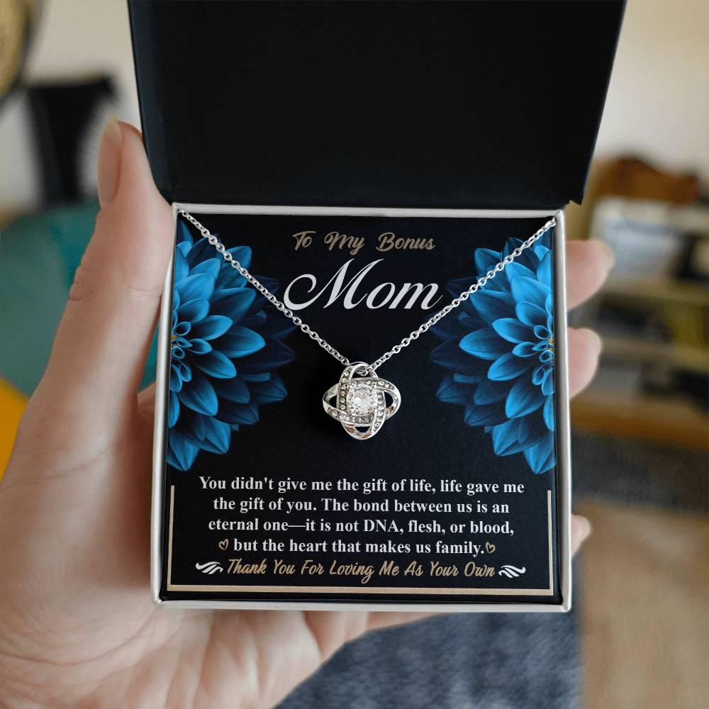 Bonus Mom Love Knot Pendant Necklace Thank You for Loving Me as Your Own - Mallard Moon Gift Shop