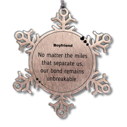 Boyfriend Long Distance Relationship Gifts, No matter the miles that separate us, Cute Love Snowflake Ornament For Boyfriend, Birthday Christmas Unique Gifts For Boyfriend - Mallard Moon Gift Shop