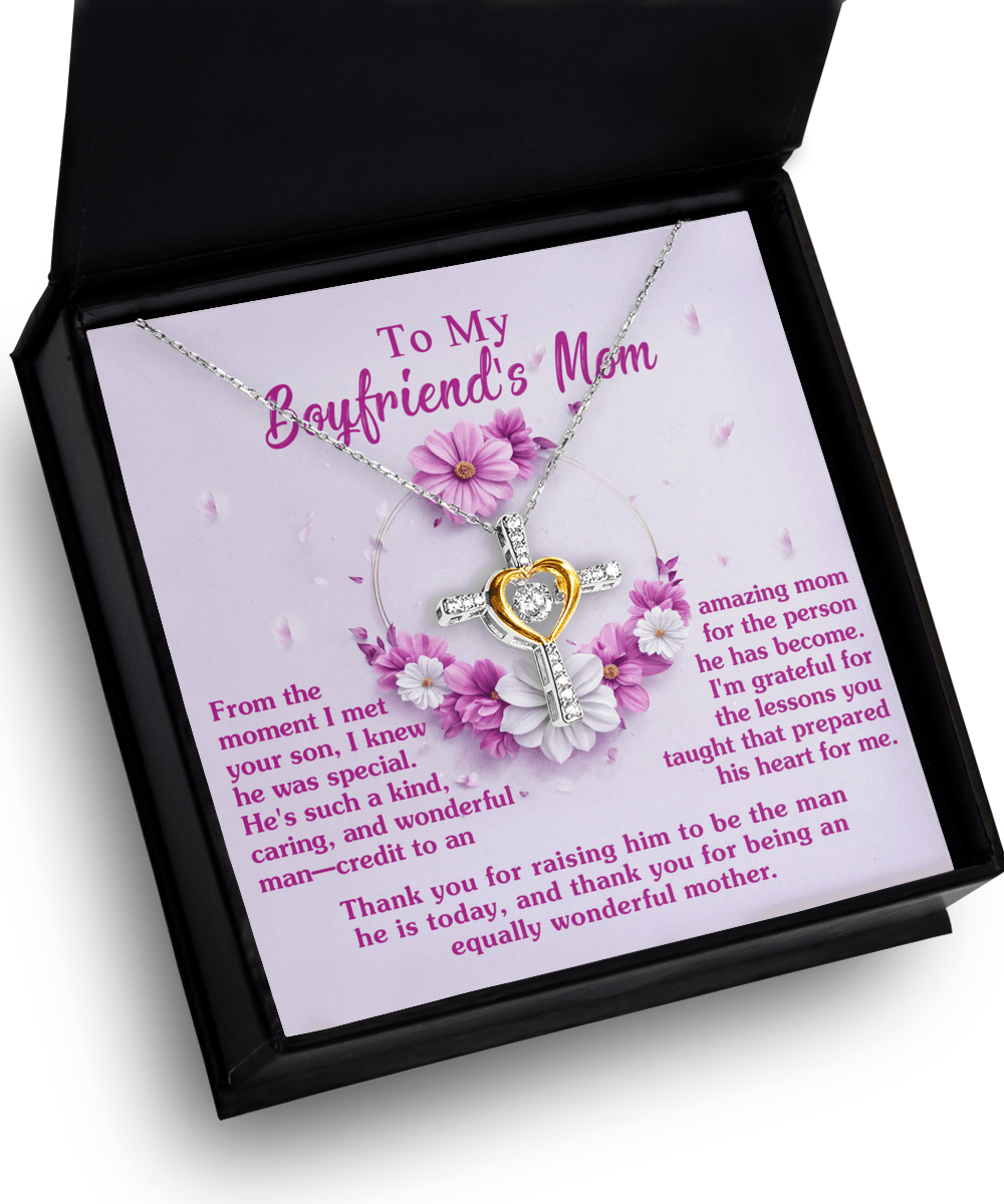 Boyfriend Mother Gift Thank You for Raising a Wonderful Man Cross Pendant Necklace - Mallard Moon Gift Shop