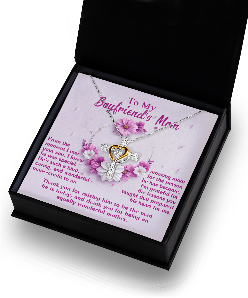Boyfriend Mother Gift Thank You for Raising a Wonderful Man Cross Pendant Necklace - Mallard Moon Gift Shop