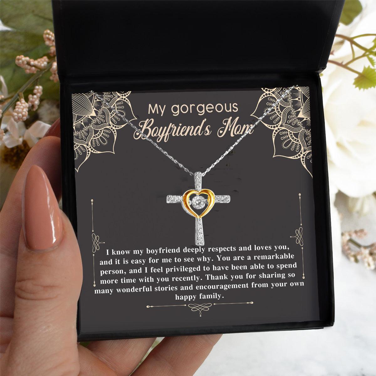 Boyfriend's Mom Gift Cross Pendant Necklace with Heartfelt Message Card - Mallard Moon Gift Shop