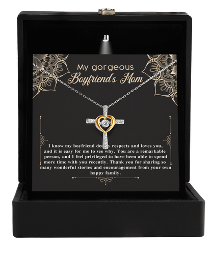 Boyfriend's Mom Gift Cross Pendant Necklace with Heartfelt Message Card - Mallard Moon Gift Shop