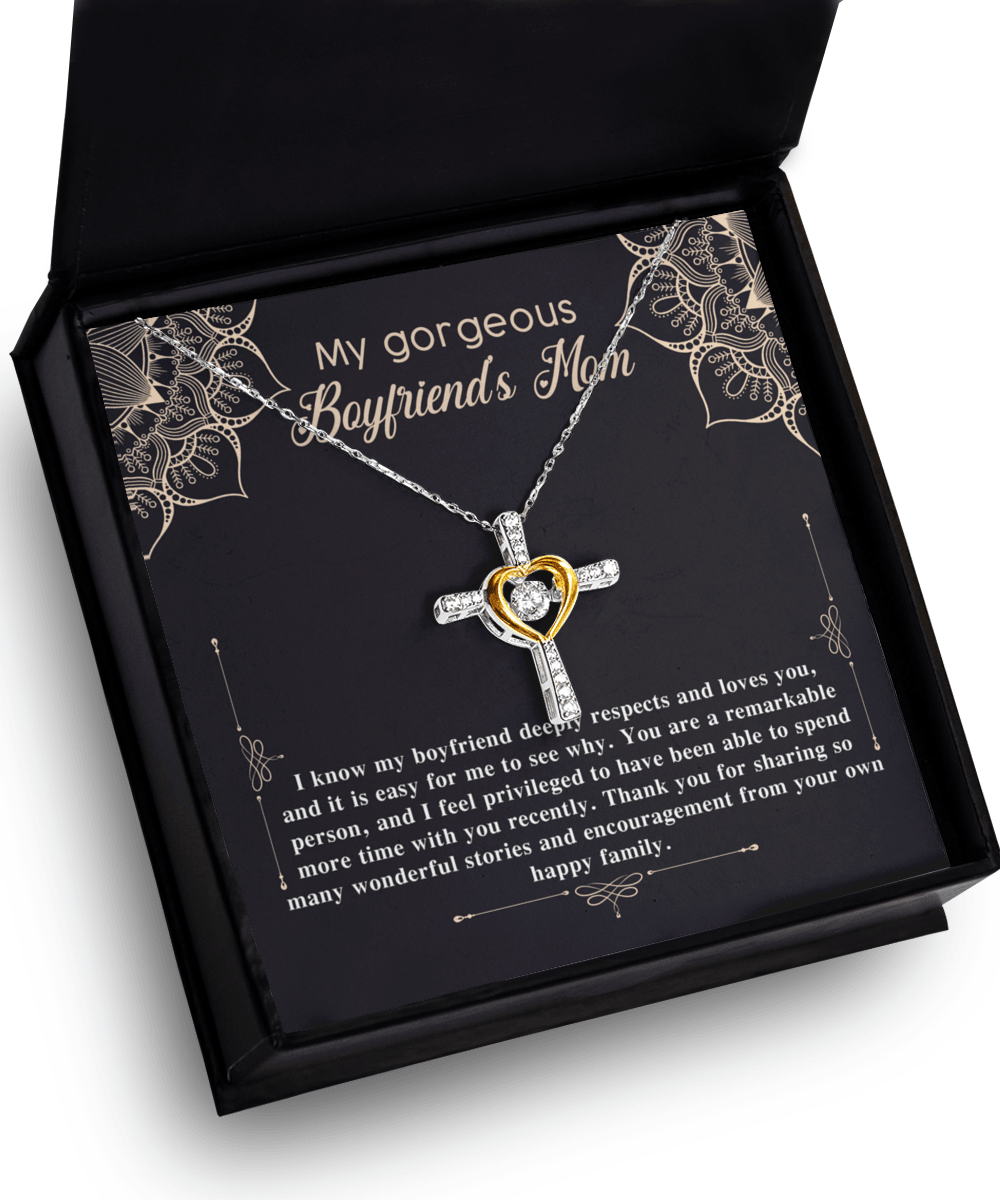 Boyfriend's Mom Gift Cross Pendant Necklace with Heartfelt Message Card - Mallard Moon Gift Shop