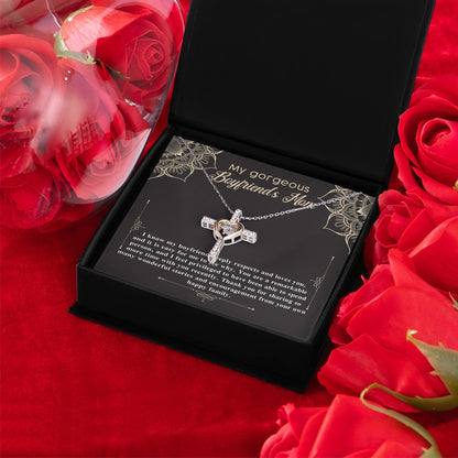 Boyfriend's Mom Gift Cross Pendant Necklace with Heartfelt Message Card - Mallard Moon Gift Shop