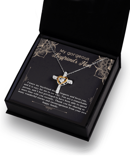 Boyfriend's Mom Gift Cross Pendant Necklace with Heartfelt Message Card - Mallard Moon Gift Shop