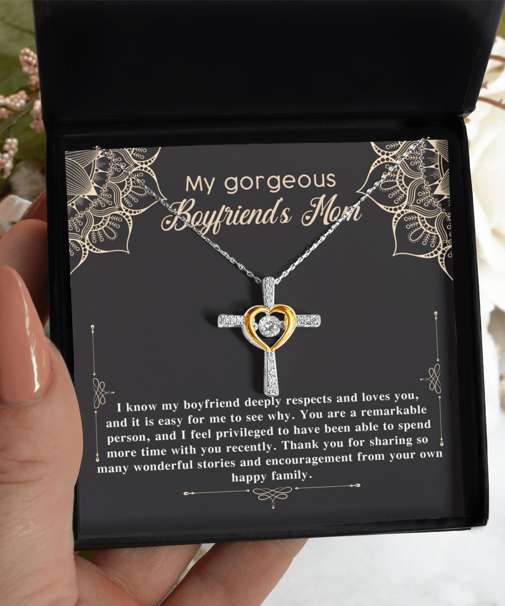 Boyfriend's Mom Gift Cross Pendant Necklace with Heartfelt Message Card - Mallard Moon Gift Shop