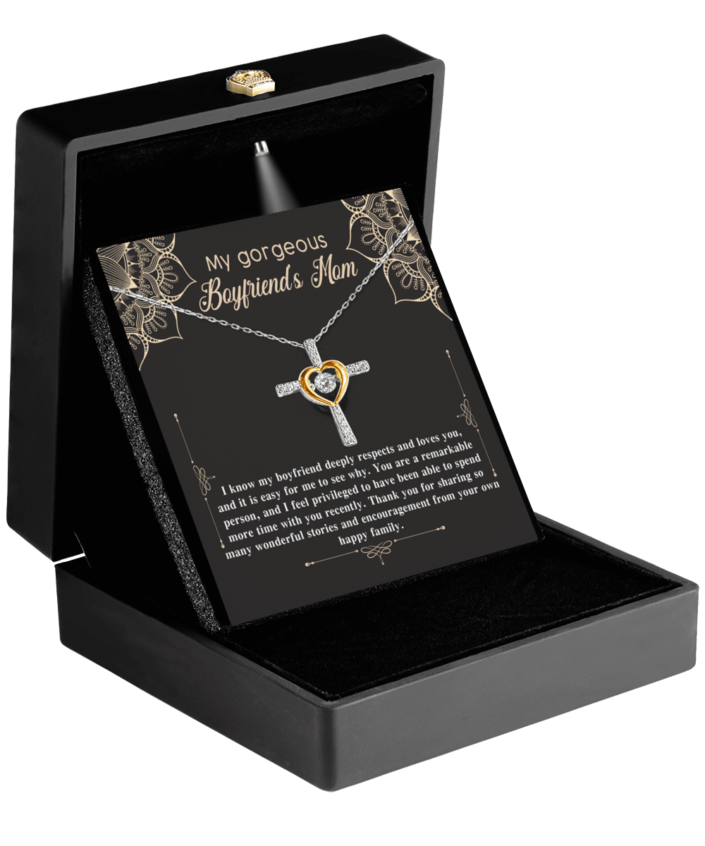 Boyfriend's Mom Gift Cross Pendant Necklace with Heartfelt Message Card - Mallard Moon Gift Shop