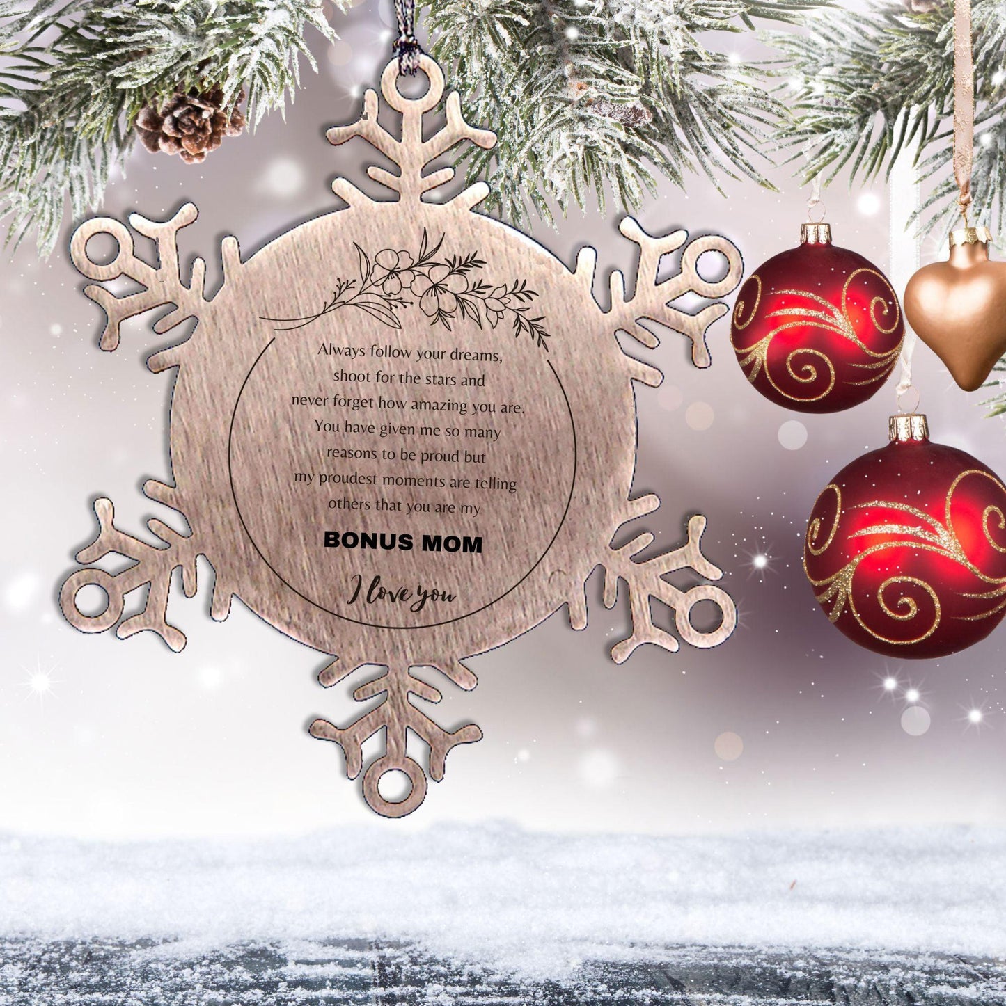 Boyfriend Snowflake Ornament - Always follow your dreams, never forget how amazing you are, Boyfriend Christmas Birthday Gifts - Mallard Moon Gift Shop