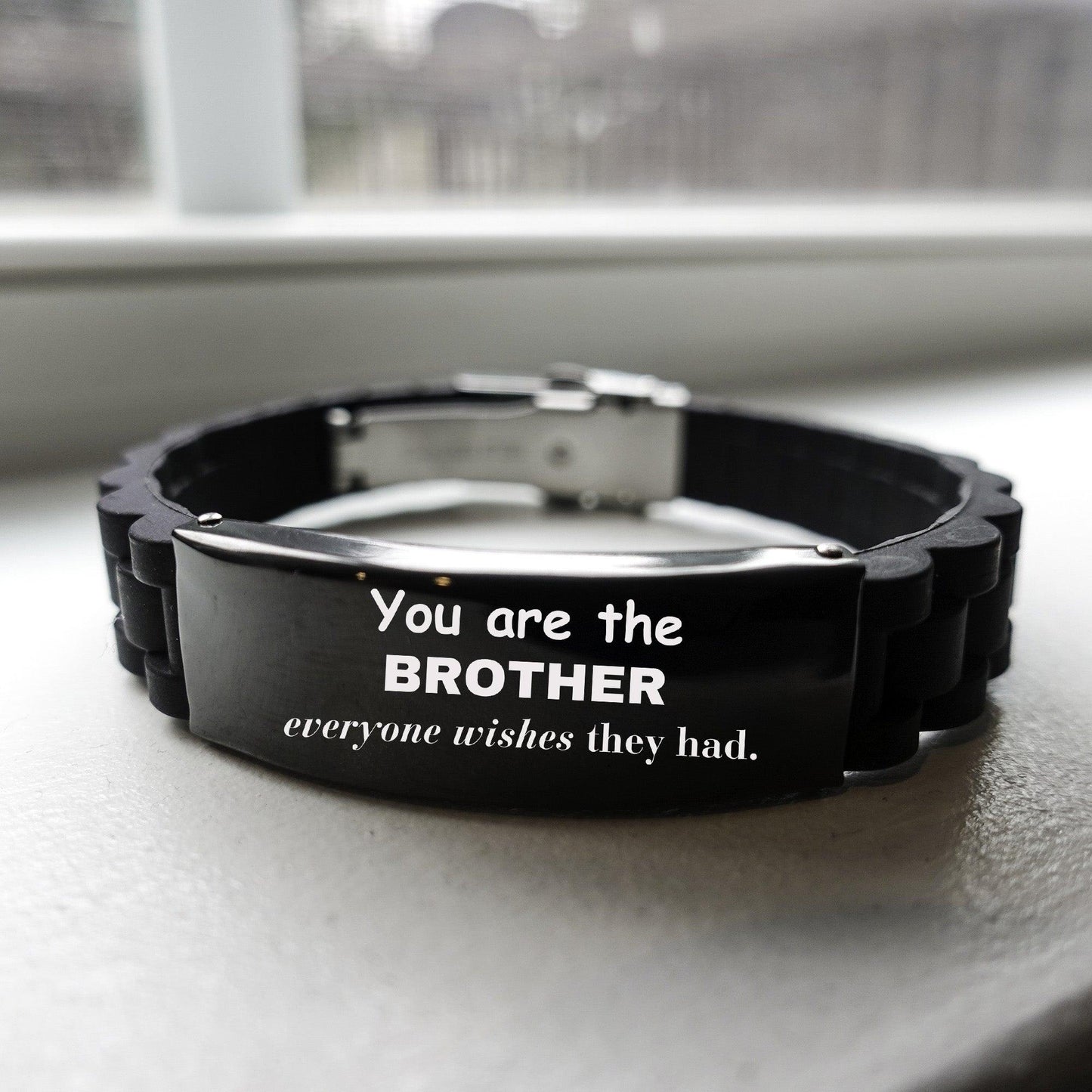 Brother Black Glidelock Clasp Bracelet, Everyone wishes they had, Inspirational Birthday Christmas Unique Gifts For Brother - Mallard Moon Gift Shop