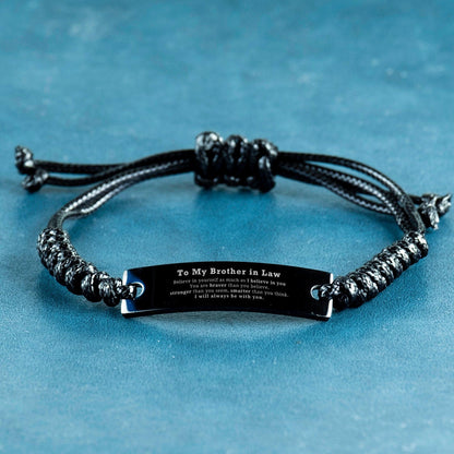 Brother In Law Black Rope Engraved Bracelet You are braver than you believe, stronger than you seem, Inspirational Birthday, Christmas Gifts - Mallard Moon Gift Shop