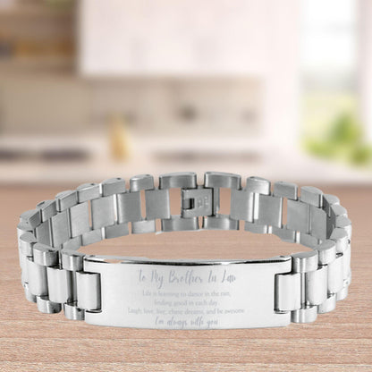 Brother In Law Christmas Gifts, Ladder Stainless Steel Bracelet, Motivational Life is learning to dance in the rain, - Mallard Moon Gift Shop