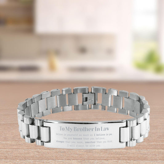 Brother-In-Law Engraved Ladder Stainless Steel Bracelet You are braver than you believe - Inspirational Birthday, Christmas Gifts - Mallard Moon Gift Shop