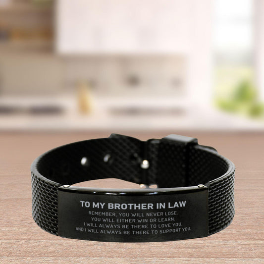 Brother In Law Gifts, Remember, you will never lose. You will either WIN or LEARN, Keepsake Black Shark Mesh Engraved Bracelet , Birthday Christmas Gifts Ideas - Mallard Moon Gift Shop