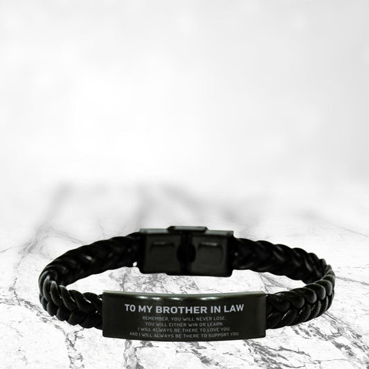 Brother In Law Gifts, Remember, you will never lose. You will either WIN or LEARN, Keepsake Braided Leather Engraved, Bracelet Birthday Christmas Gifts Ideas - Mallard Moon Gift Shop