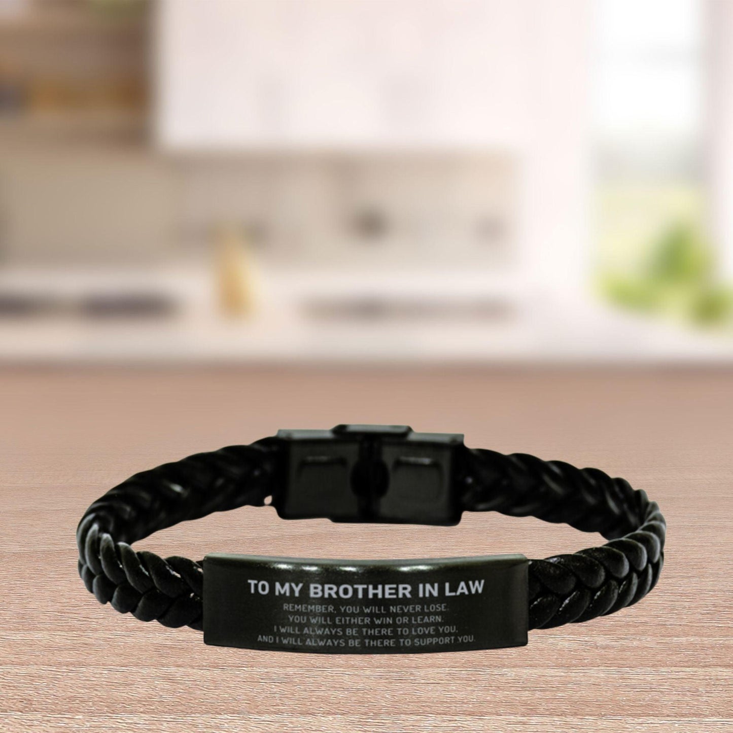 Brother In Law Gifts, Remember, you will never lose. You will either WIN or LEARN, Keepsake Braided Leather Engraved, Bracelet Birthday Christmas Gifts Ideas - Mallard Moon Gift Shop