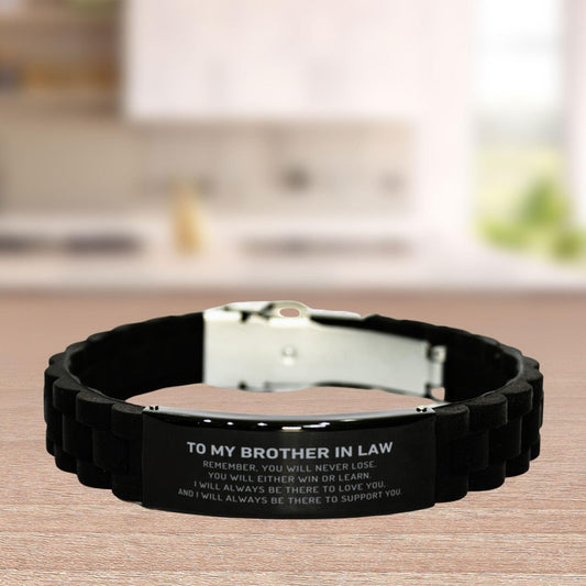 Brother In Law Gifts, To My Brother In Law Remember, you will never lose. You will either WIN or LEARN, Keepsake Black Glidelock Clasp Bracelet For Brother In Law Engraved, Birthday Christmas Gifts Ideas For Brother In Law X-mas Gifts - Mallard Moon Gift Shop