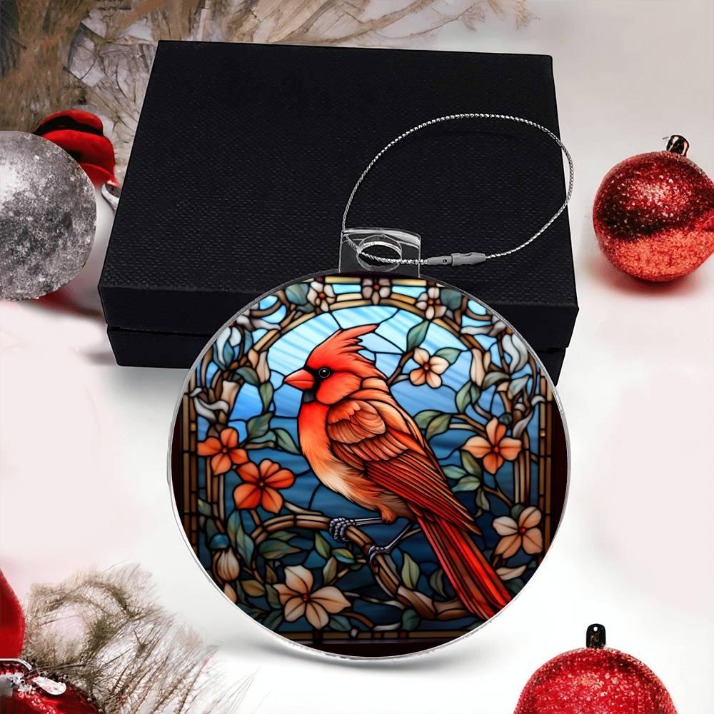 Cardinal Stained Glass Acrylic Keepsake Ornament - Mallard Moon Gift Shop