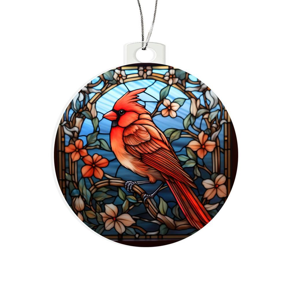 Cardinal Stained Glass Acrylic Keepsake Ornament - Mallard Moon Gift Shop