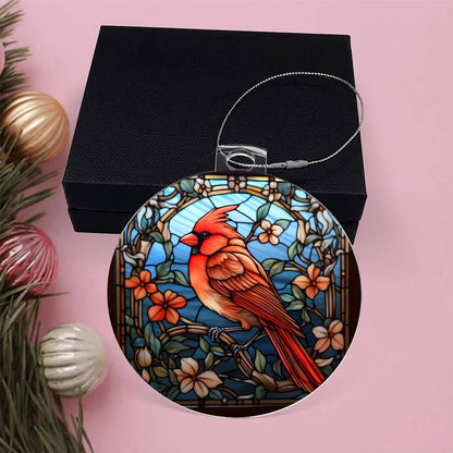 Cardinal Stained Glass Acrylic Keepsake Ornament - Mallard Moon Gift Shop