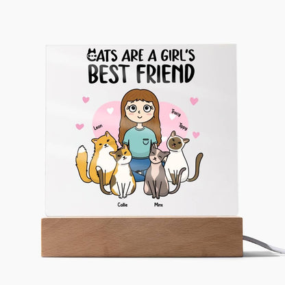 Cats are a Girl's Bet Friend Personalized Acrylic Plaque - Mallard Moon Gift Shop